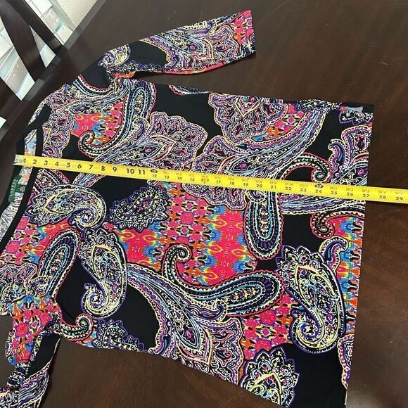 Lauren Ralph Lauren Multicolor Colorful Paisley Boat Neck Swing Top Size L - Picture 11 of 13